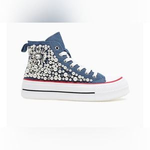 BKS SKYER Blue Denim High Top Lace-up Sneakers Size 9